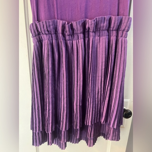 NWT See By Chloe Purple Mixed Media Pleated Dress US 10 - Picture 5 of 12